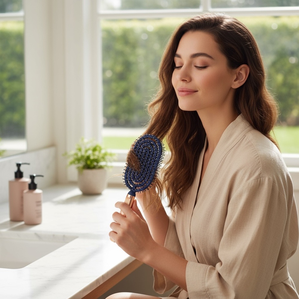 Shinlea Blue/Gold Spiral Vented Detangle Hairbrush
